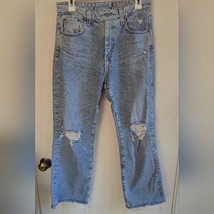 AG Kinsley Crop Distressed Jeans 28 NWOT
